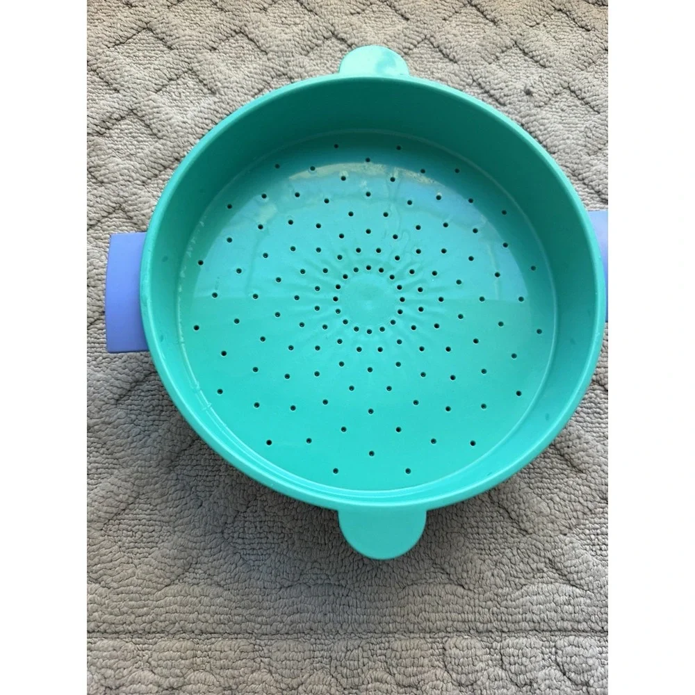 Vintage Tupperware Microwave Steamer Set Purple Green USA 3 Pc